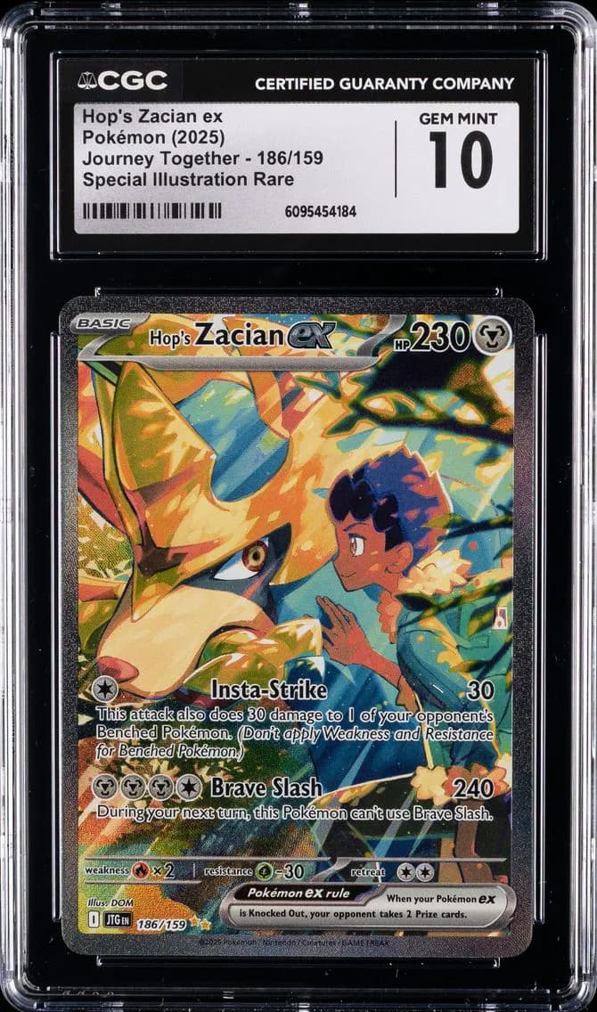 2025 #186 Hop's Zacian EX CGC 10 Jtg EN-Journey Together Pokemon