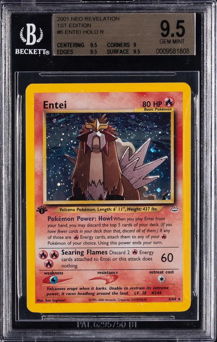 2001 #6 Entei-Holo BGS 9.5 Neo Revelation 1st Edition Pokemon