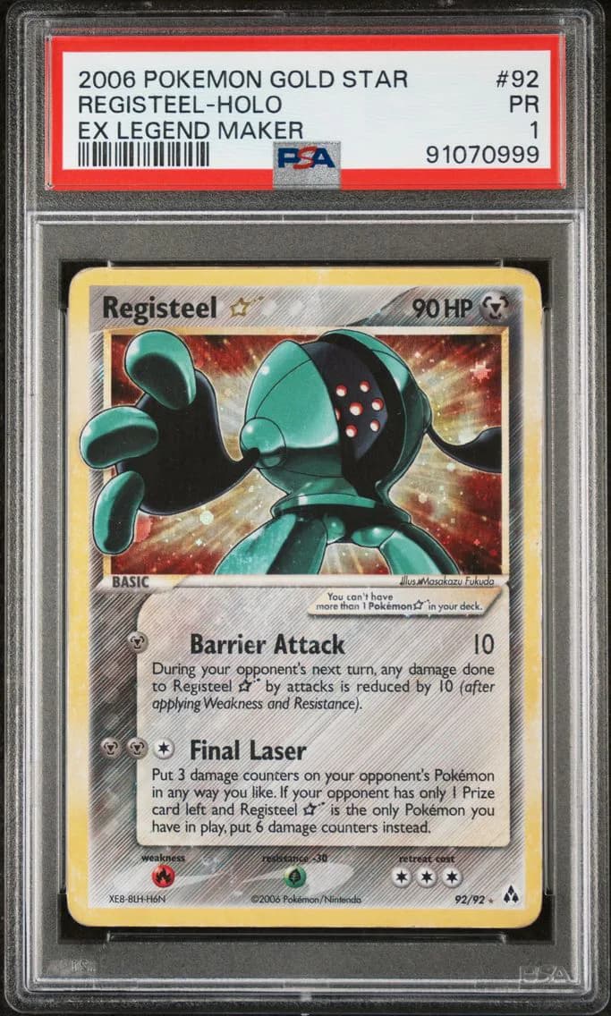 2006 #92 Registeel-Holo Gold Star PSA 1 EX Legend Maker