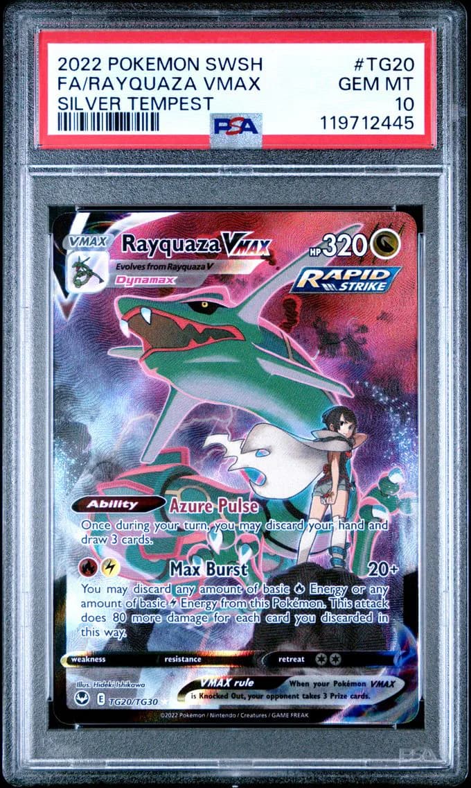 2022 #TG20 Full Art/Rayquaza Vmax PSA 10 Sword & Shield Silver Tempest