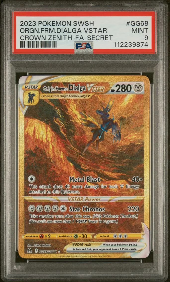 2023 #GG68 Full Art/Origin Forme Dialga Vstar PSA 9 Sword and Shield Crown Zenith Pokemon