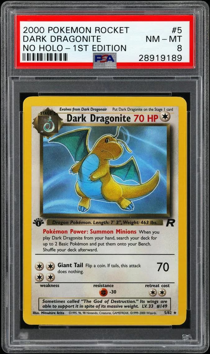 2000 #5 Dark Dragonite PSA 8 Rocket