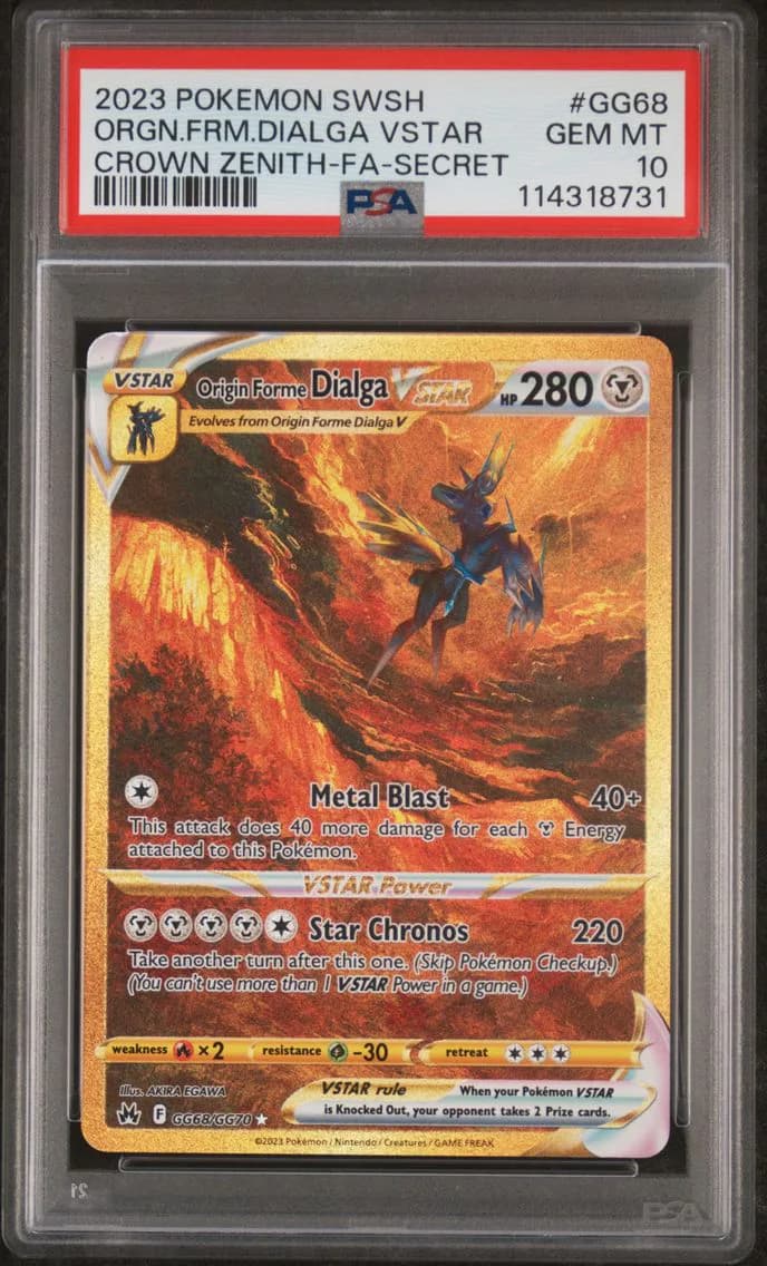 2023 #GG68 Full Art/Origin Forme Dialga Vstar PSA 10 Sword and Shield Crown Zenith Pokemon