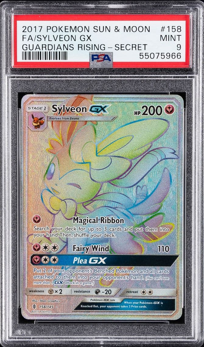 2017 #158 Full Art/Sylveon GX PSA 9 Sun & Moon Guardians Rising Pokemon