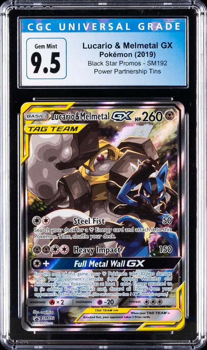 2019 #SM192 Full Art/Lucario & Melmetal GX CGC 10 SM Black Star Promo Pokemon