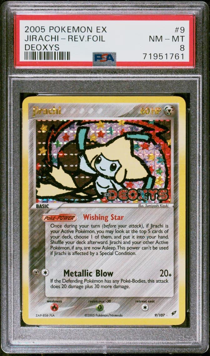 2005 #9 Jirachi-Reverse Foil PSA 8 EX Deoxys