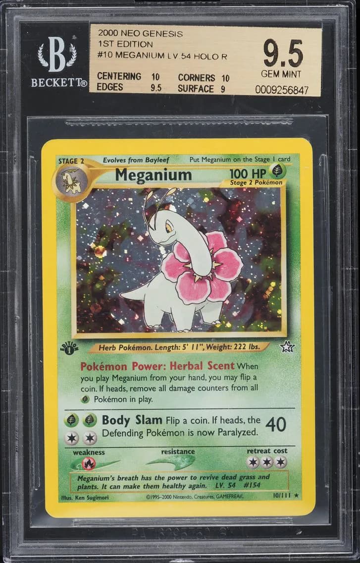 2000 #10 NEO GENESIS 1ST EDITION HOLO MEGANIUM BGS 9.5 GEM MINT POKEMON