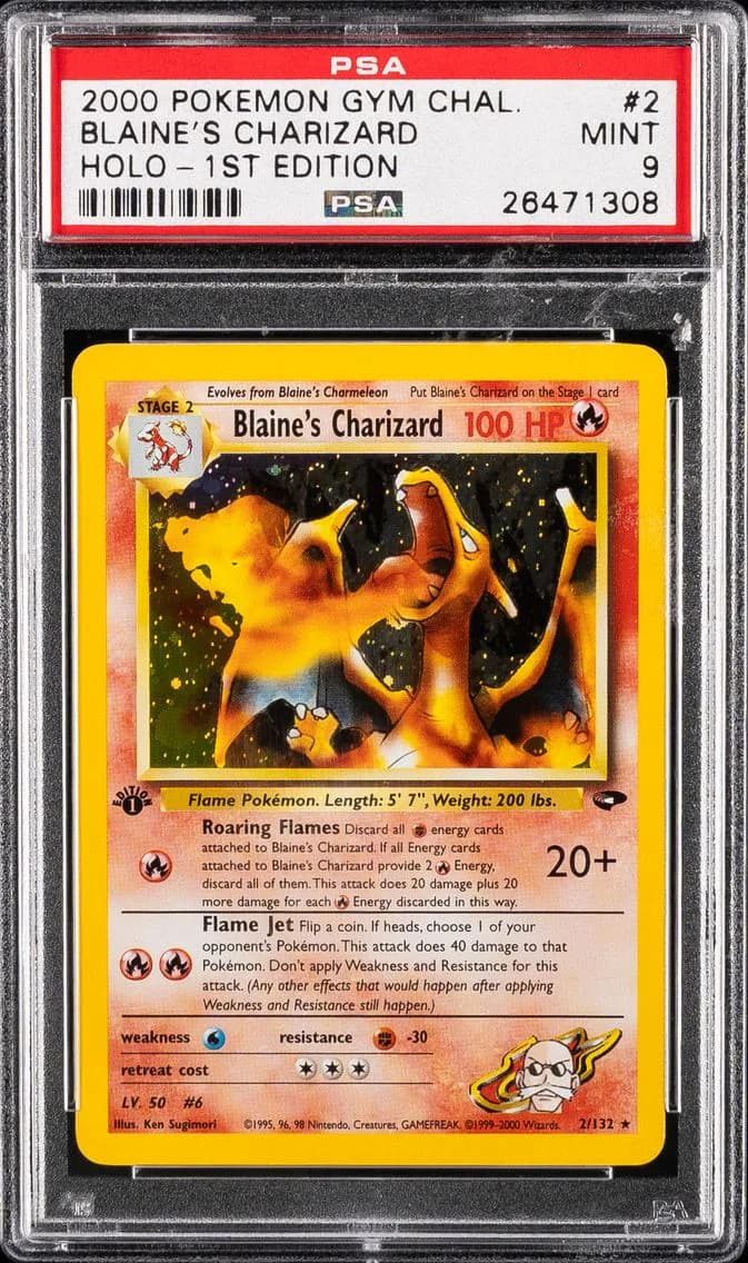 2000 #2 Blaine's Charizard Holo-1st Edition PSA 9 Gym Challenge Pokemon