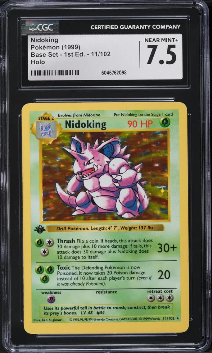 1999 #11 Nidoking-Holo 1st Edition CGC 7.5 Game Pokemon