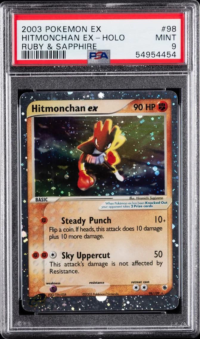 2003 #98 Hitmonchan EX-Holo PSA 9 EX Ruby & Sapphire Pokemon