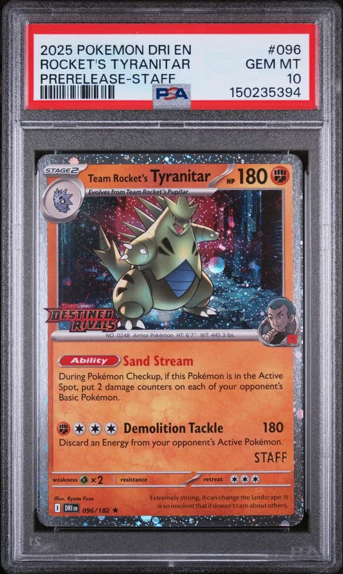 2025 #096 Team Rocket's Tyranitar PSA 10 Dri EN-Destined Rivals