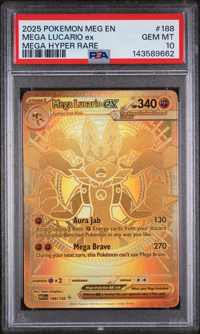 2025 #188 Mega Lucario EX PSA 10 Meg EN-Mega Evolution