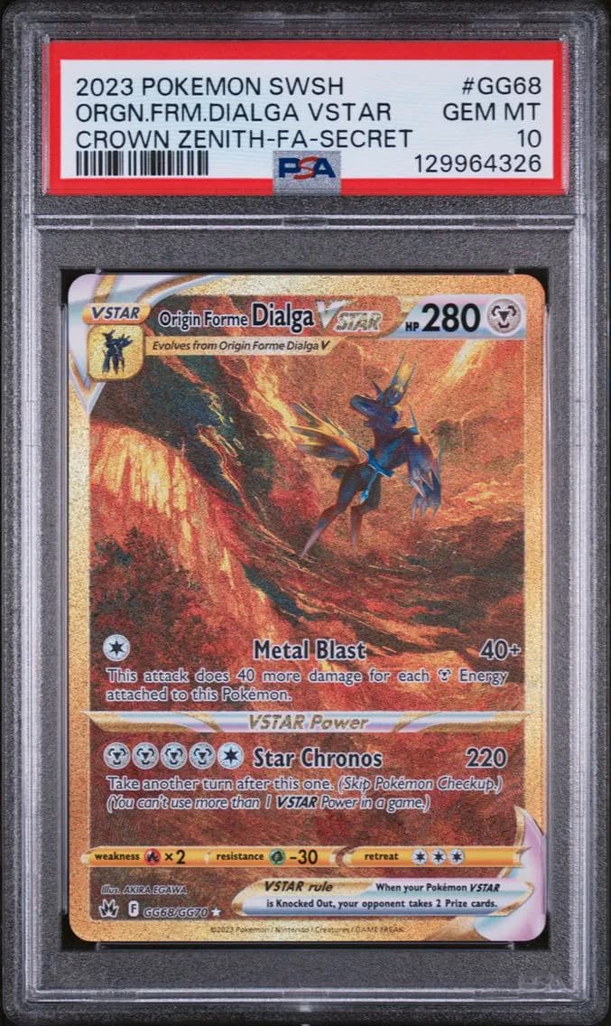 2023 #GG68 Full Art/Origin Forme Dialga Vstar PSA 10 Sword and Shield Crown Zenith