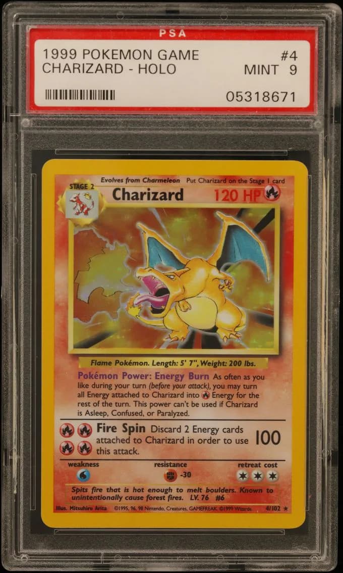 1999 #4 Charizard-Holo PSA 9 Game