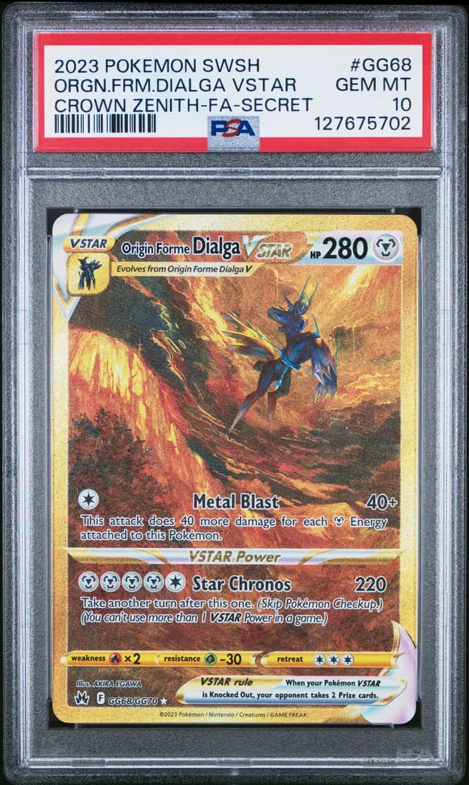 2023 #GG68 Full Art/Origin Forme Dialga Vstar PSA 10 Sword and Shield Crown Zenith