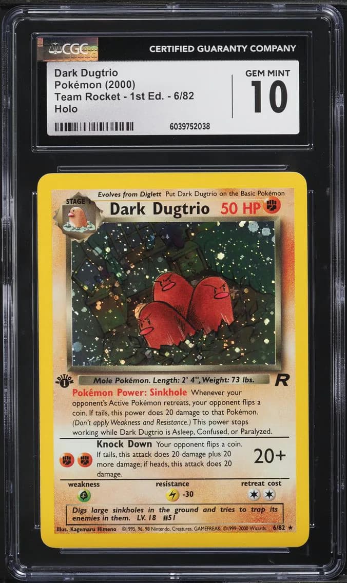 2000 #6 TEAM ROCKET 1ST EDITION HOLO DARK DUGTRIO CGC 10 POKEMON