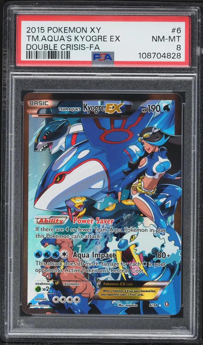 2015 #6 Full Art/Team Aqua's Kyogre EX PSA 8 XY Double Crisis Pokemon