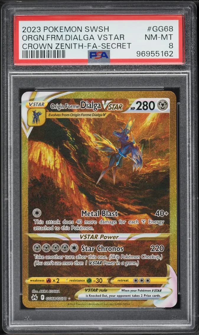 2023 #GG68 Full Art/Origin Forme Dialga Vstar PSA 8 Sword and Shield Crown Zenith Pokemon