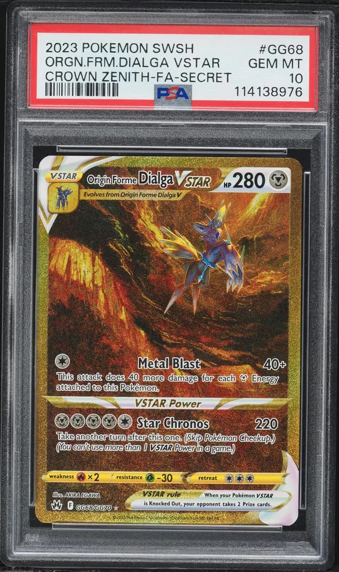 2023 #GG68 Full Art/Origin Forme Dialga Vstar PSA 10 Sword and Shield Crown Zenith Pokemon