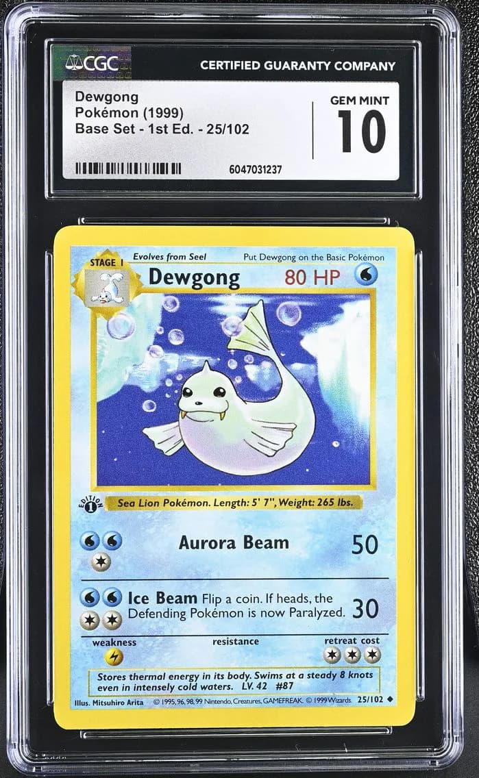 1999 #25 Dewgong CGC 10 Base Set - 1st Edition - English