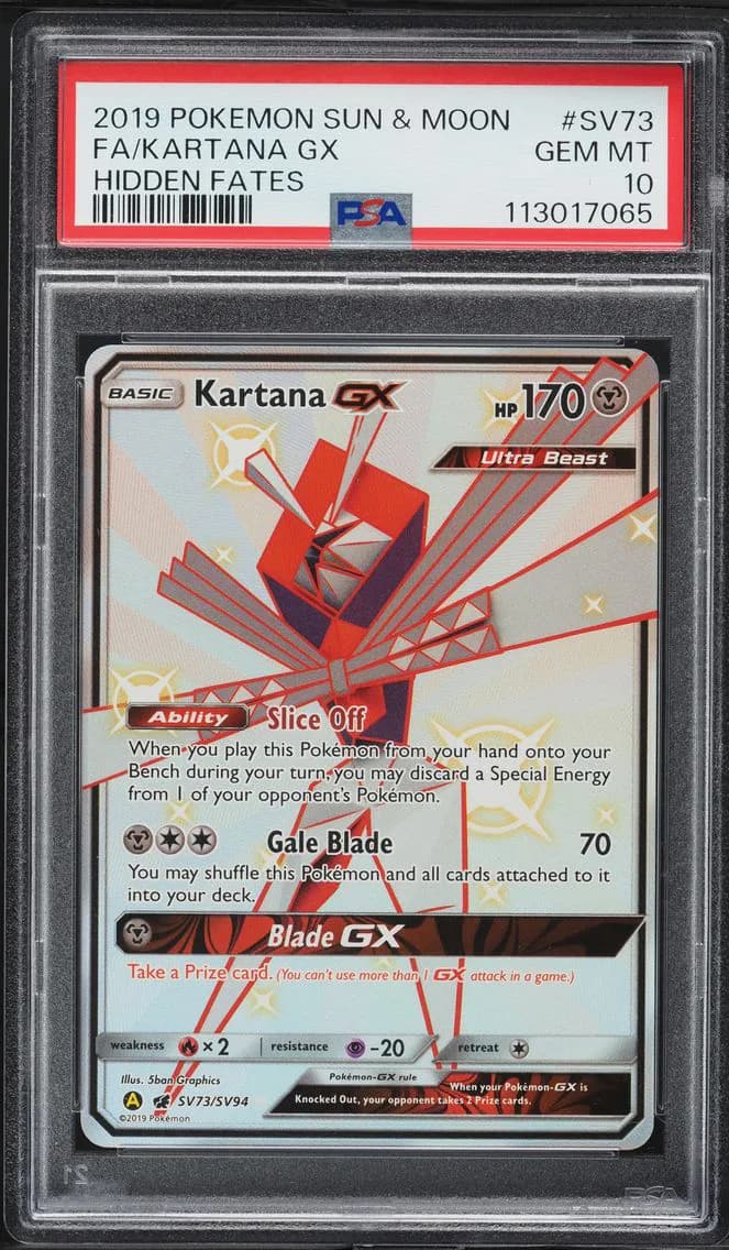 2019 #SV73 Full Art/Kartana GX PSA 10 Sun & Moon Hidden Fates Pokemon