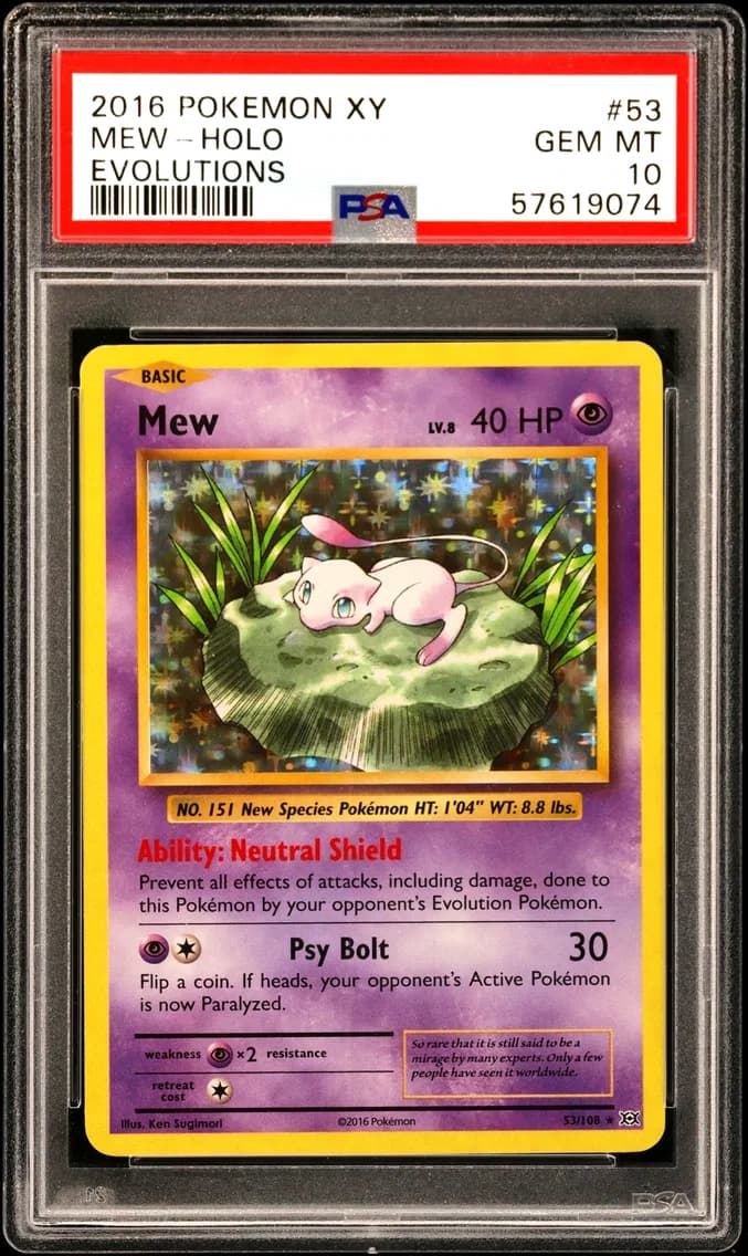 2016 #53 Mew-Holo PSA 10 XY Evolutions
