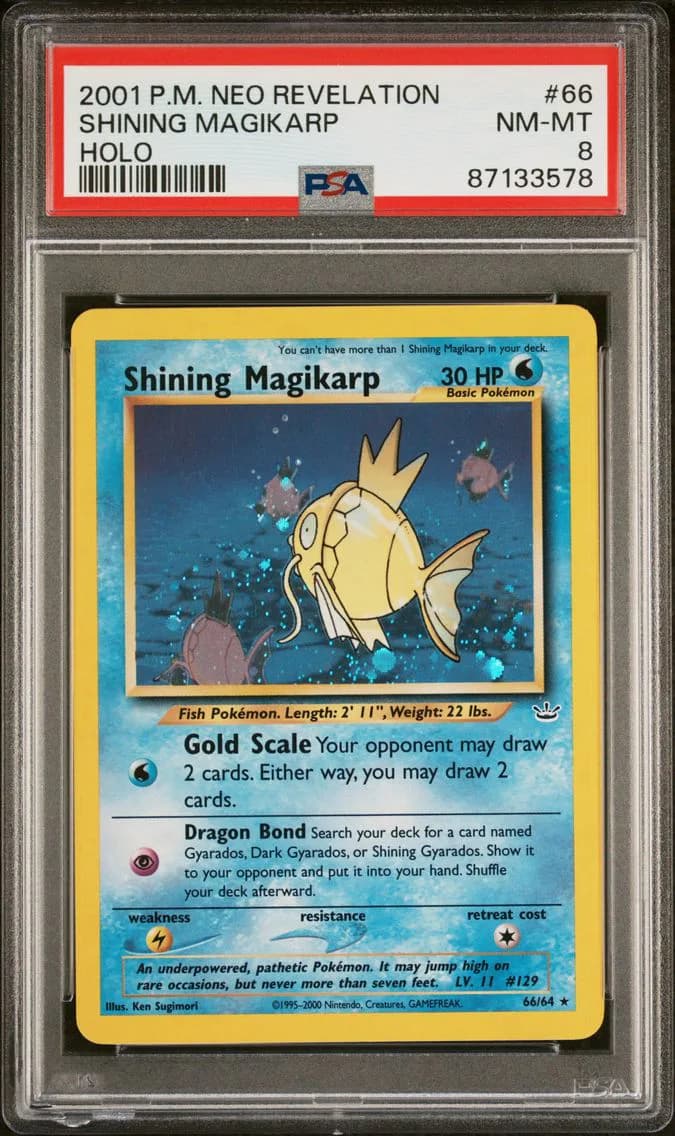 2001 #66 Shining Magikarp-Holo PSA 8 Neo Revelation Pokemon