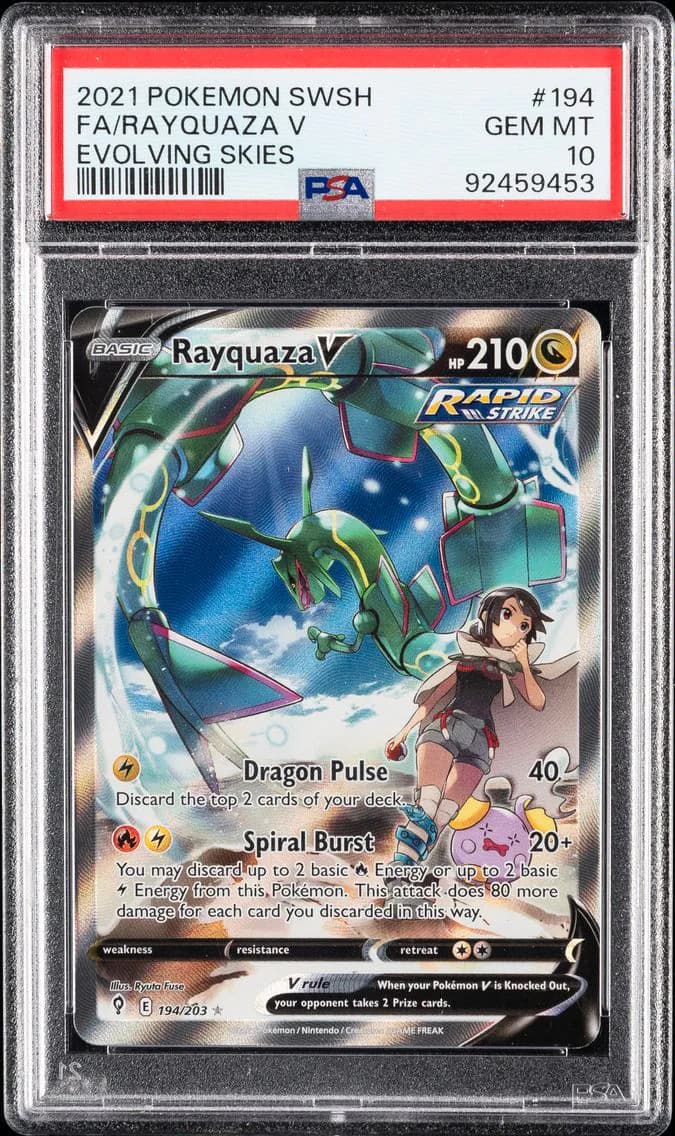 2021 #194 Full Art/Rayquaza V PSA 10 Sword & Shield Evolving Skies Pokemon