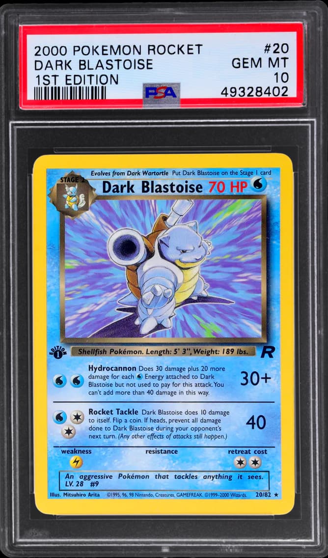 2000 #20 TEAM ROCKET 1ST EDITION DARK BLASTOISE PSA 10 POKEMON