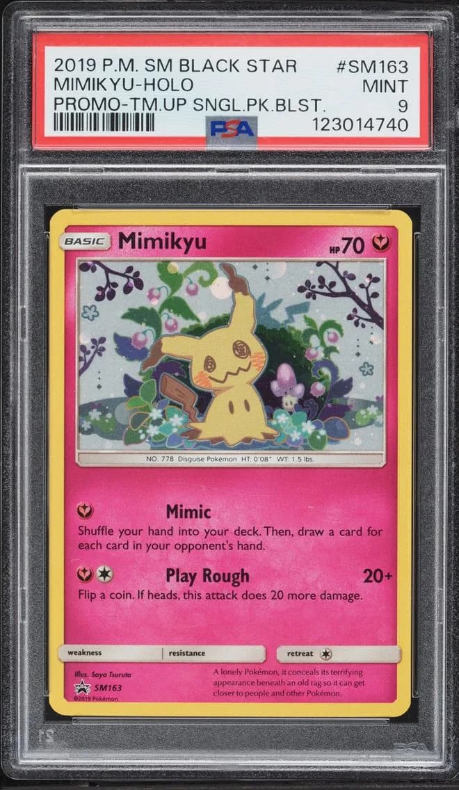 2019 Pokemon Sun & Moon Black Star Promo Team Up Holo Mimikyu #SM163 PSA 9 MINT