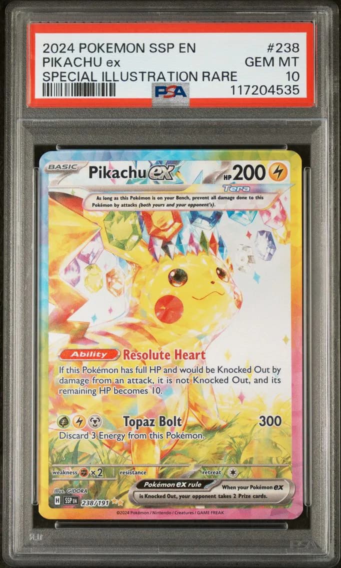 2024 #238 Pikachu EX PSA 10 Ssp EN-Surging Sparks