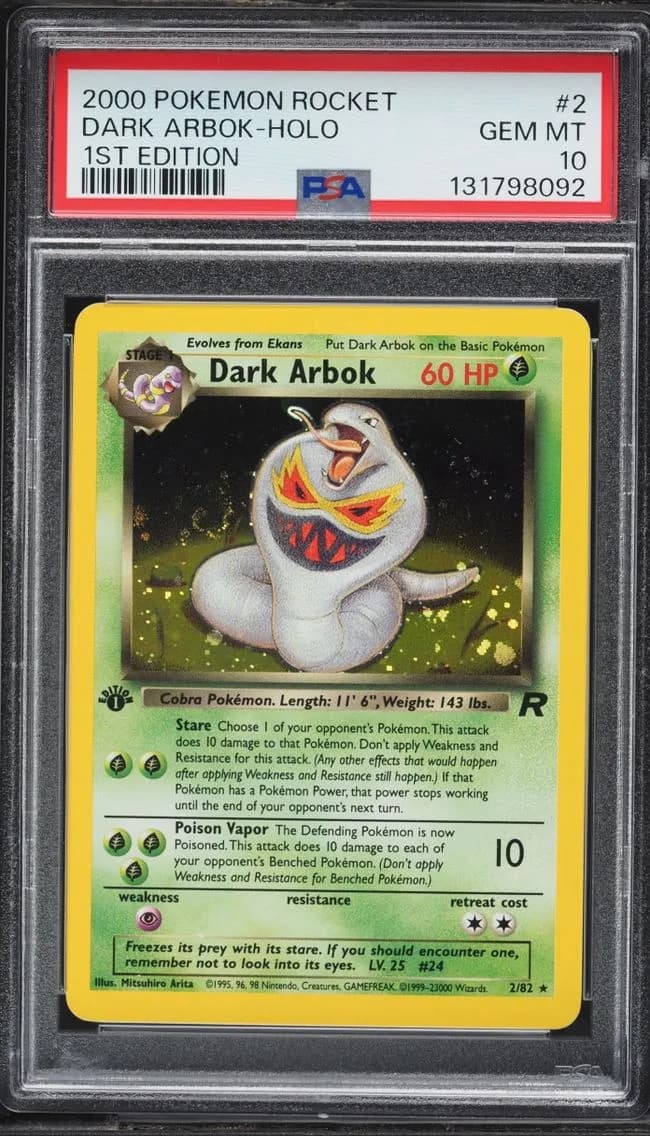 2000 #2 Team Rocket 1st Edition Holo Dark Arbok GEM MINT PSA 10 Pokemon