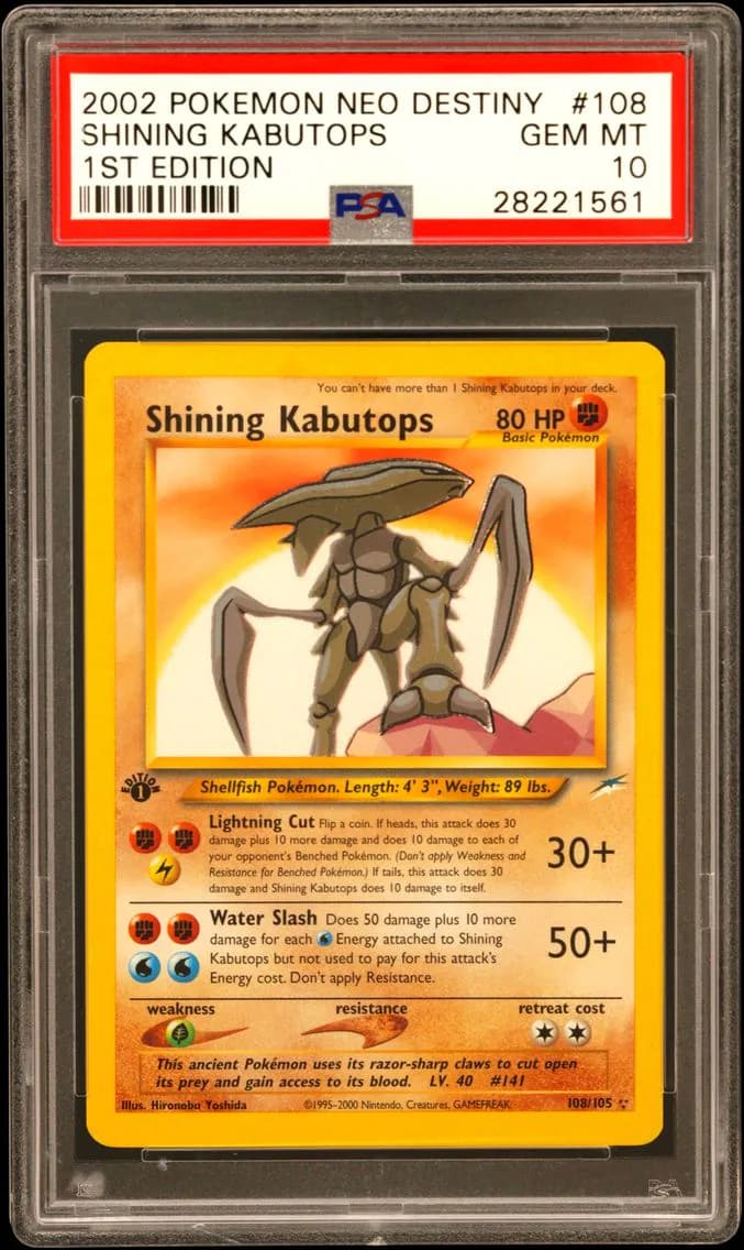 2002 #108 Shining Kabutops 1st Edition PSA 10 Neo Destiny