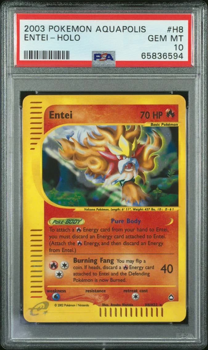 2003 #H8 Entei-Holo PSA 10 Aquapolis Pokemon