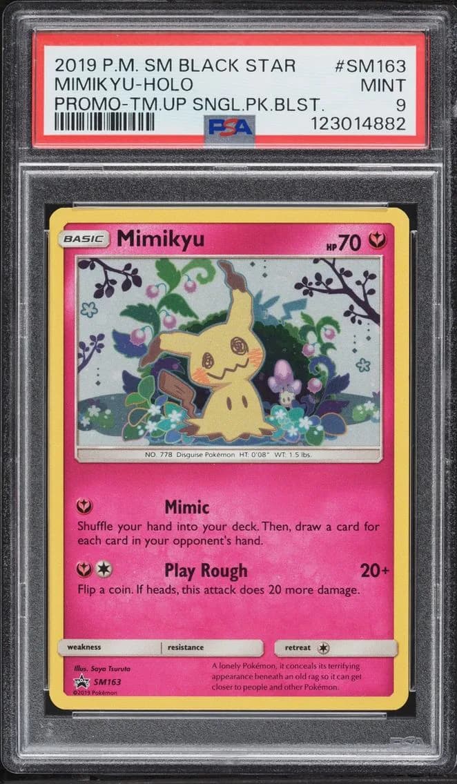 2019 Pokemon Sun & Moon Black Star Promo Team Up Holo Mimikyu #SM163 PSA 9 MINT