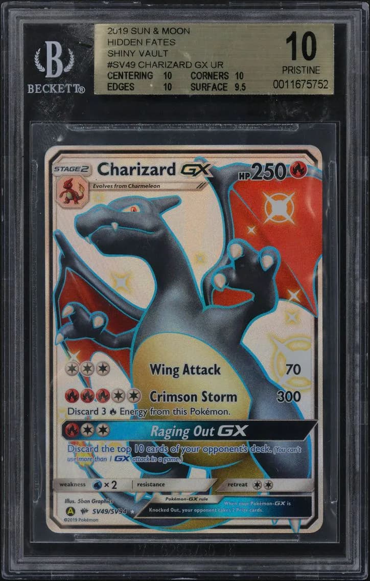 2019 #SV49 Charizard GX UR BGS 10 Sun and Moon Hidden Fates Shiny Vault