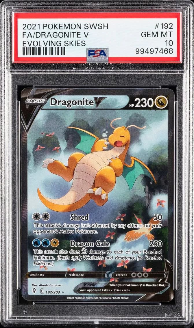 2021 #192 FULL ART/DRAGONITE V PSA 10 POKEMON SWORD & SHIELD EVOLVING SKIES