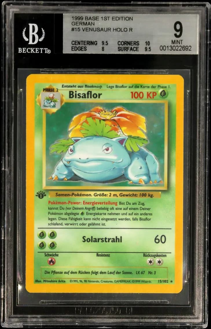 1999 #15 Venusaur HOLO R BGS 9 Base 1st Edition German