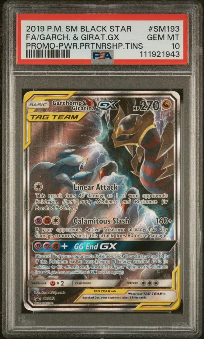 2019 #SM193 Full Art/Garchomp & Giratina GX PSA 10 SM Black Star Promo