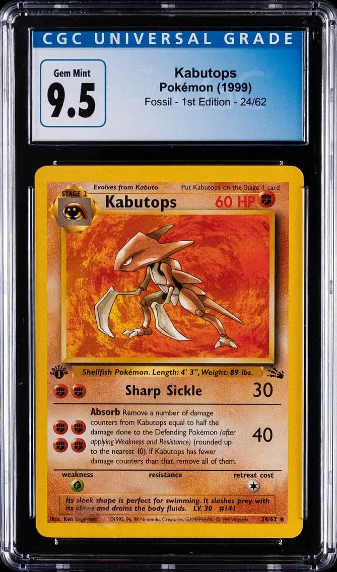 1999 #24 Kabutops CGC 9.5 Pokemon | Fossil - 1st Edition