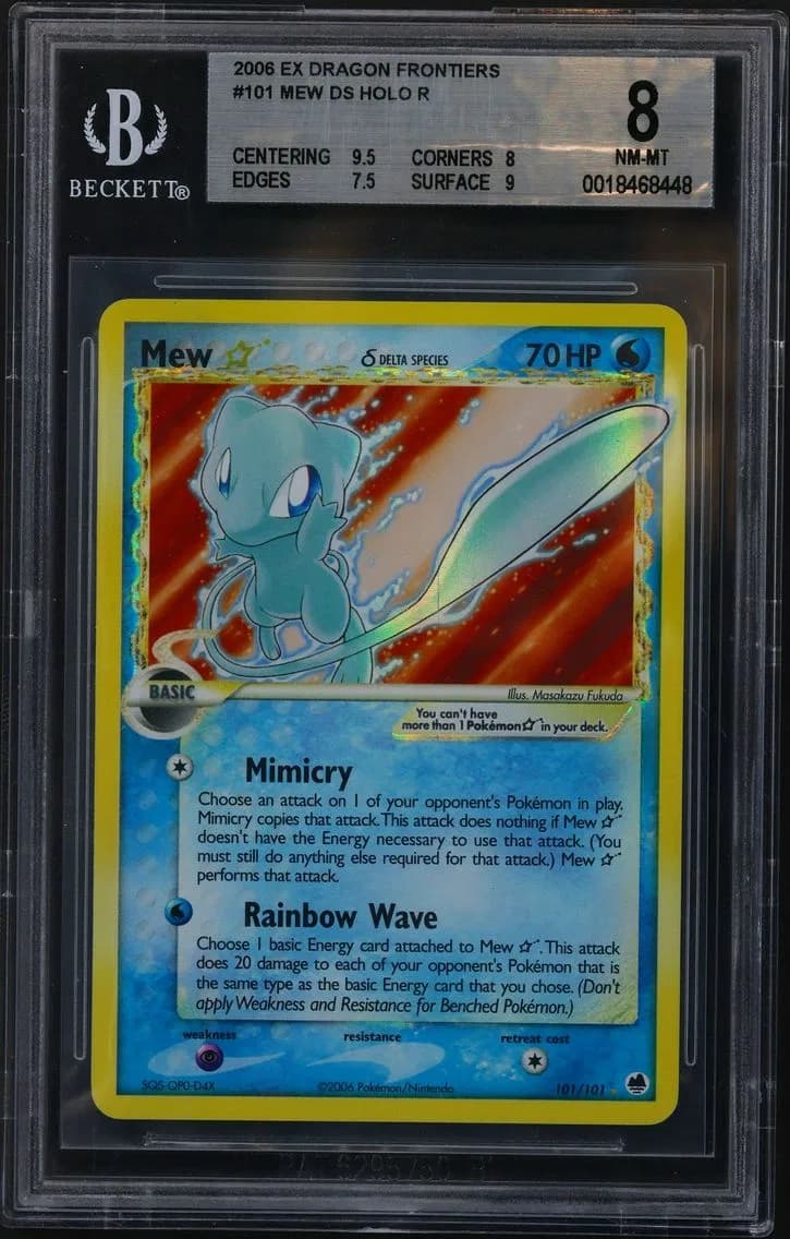 2006 #101 Mew Gold Star HOLO R BGS 8 EX Dragon Frontiers