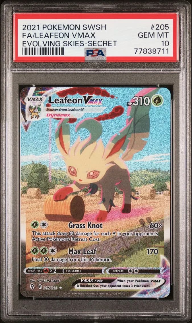 2021 #205 Full Art/Leafeon Vmax PSA 10 Sword & Shield Evolving Skies