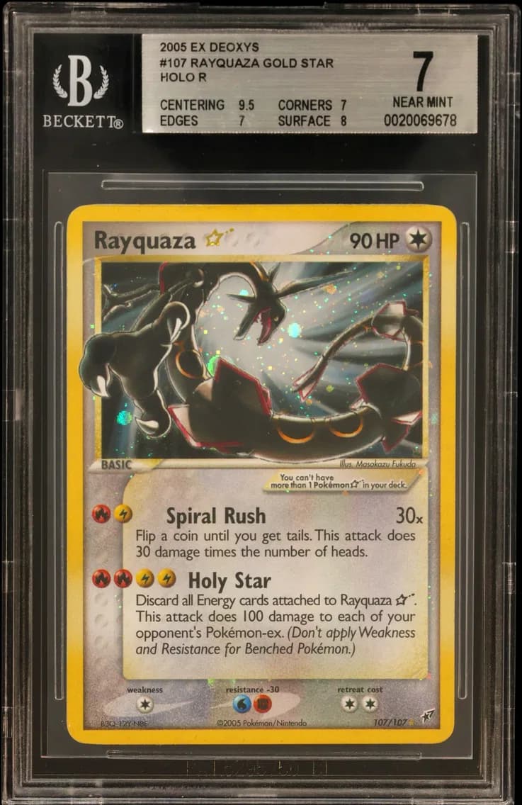 2005 #107 Rayquaza Gold Star HOLO R BGS 7 EX Deoxys