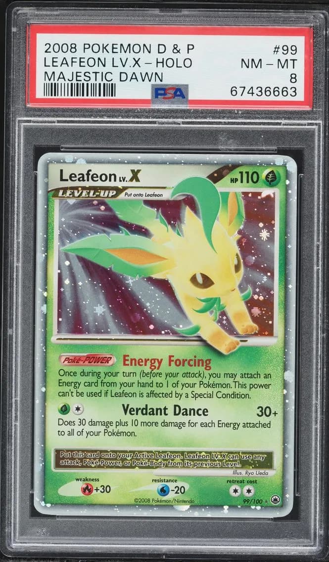 2008 #99 Leafeon LV.X-Holo PSA 8 Diamond & Pearl Majestic Dawn Pokemon