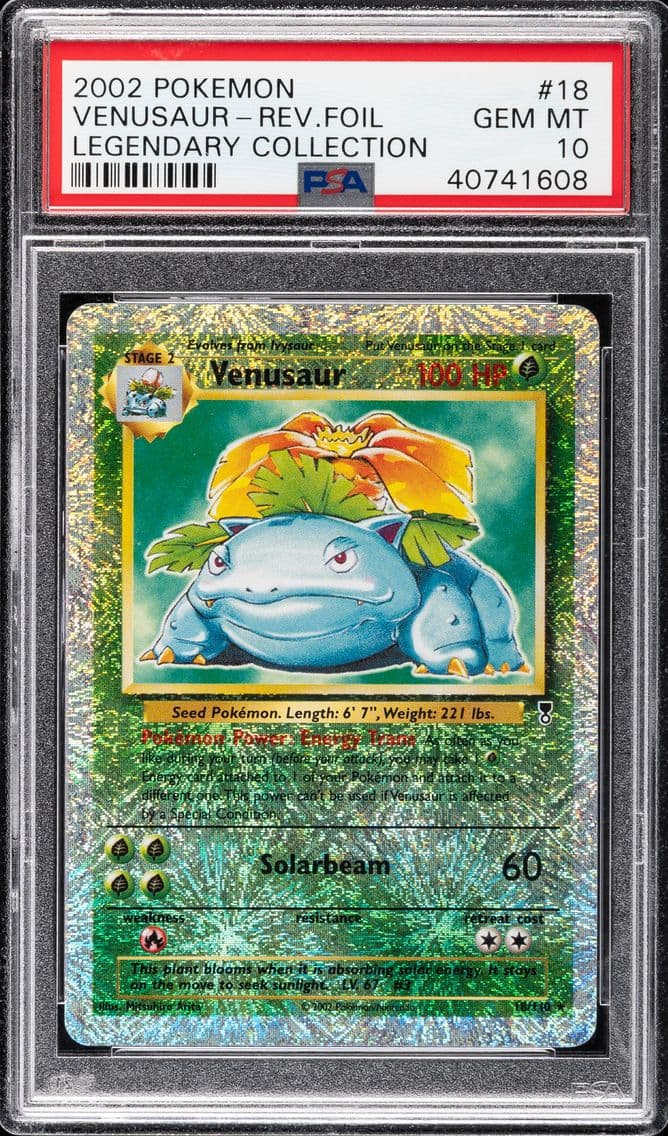 2002 #18 VENUSAUR-REVERSE FOIL PSA 10 POKEMON LEGENDARY COLLECTION