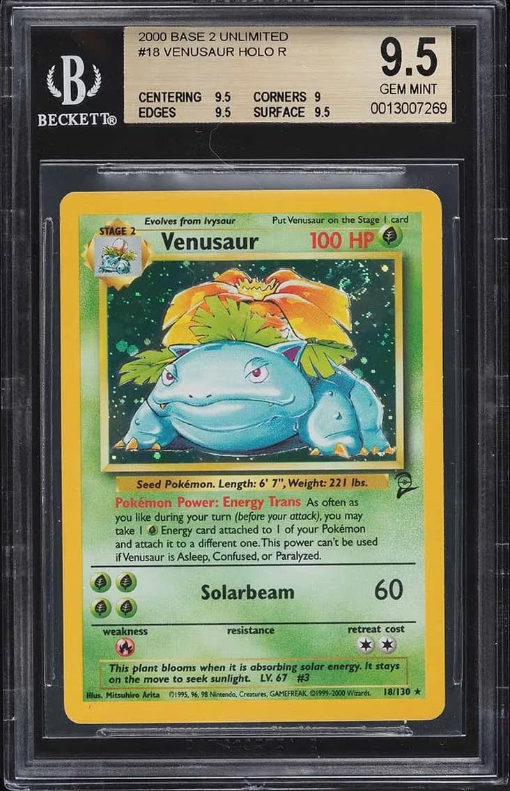 2000 #18 BASE SET 2 HOLO VENUSAUR BGS 9. POKEMON