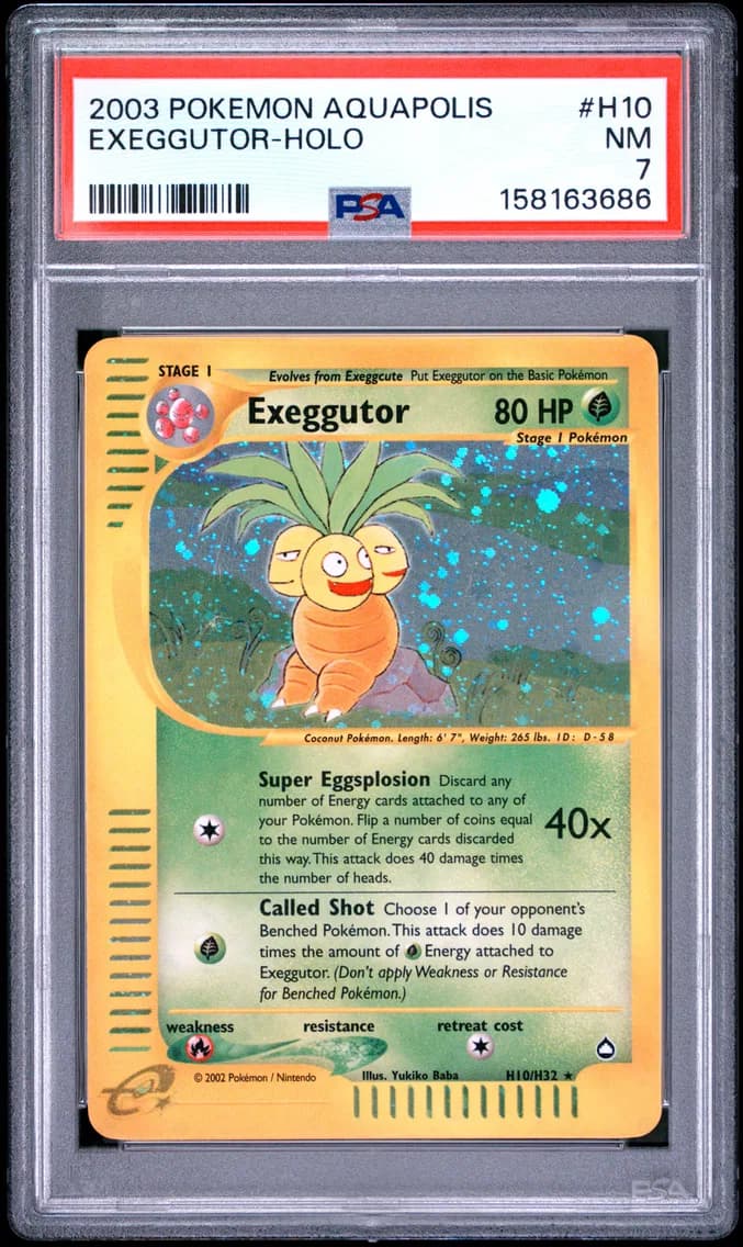 2003 #H10 EXEGGUTOR-HOLO PSA 7 Aquapolis