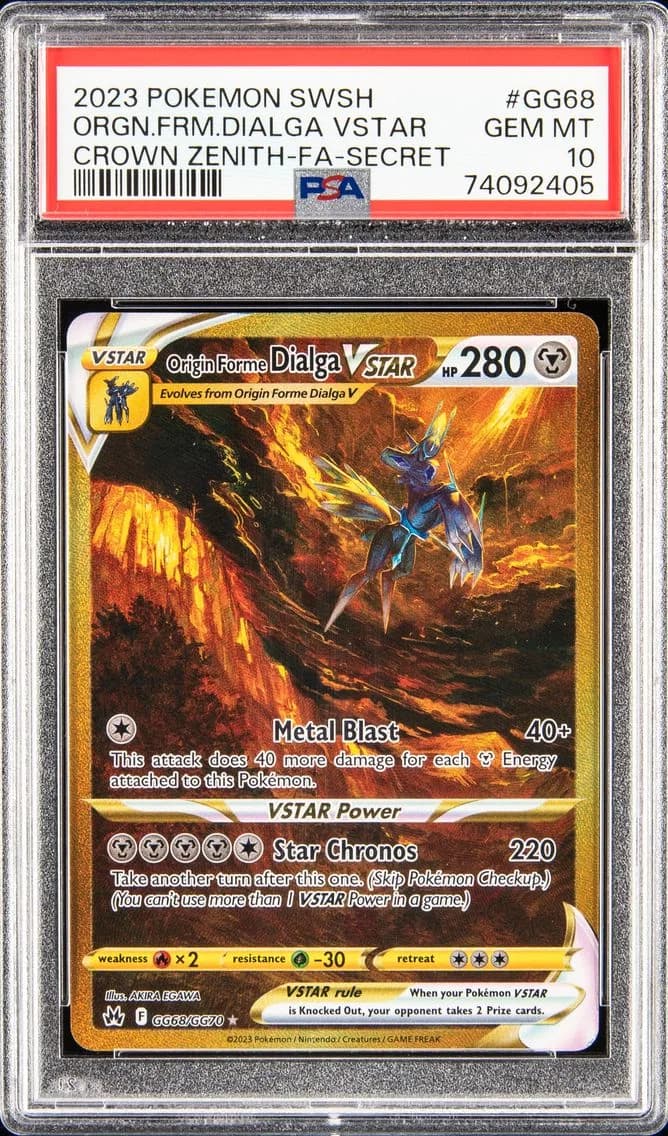 2023 #GG68 FULL ART/ORIGIN FORME DIALGA VSTAR PSA 10 POKEMON SWORD AND SHIELD CROWN ZENITH | SECRET