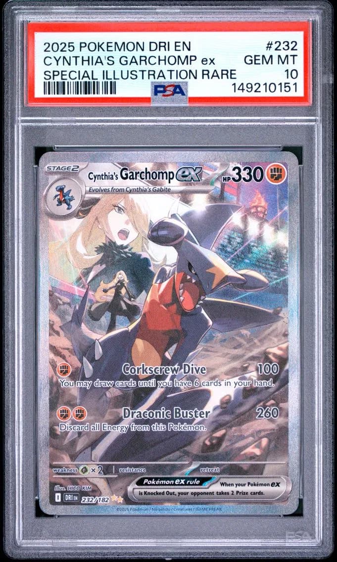 2025 #232 Cynthia's Garchomp EX PSA 10 Dri EN-Destined Rivals