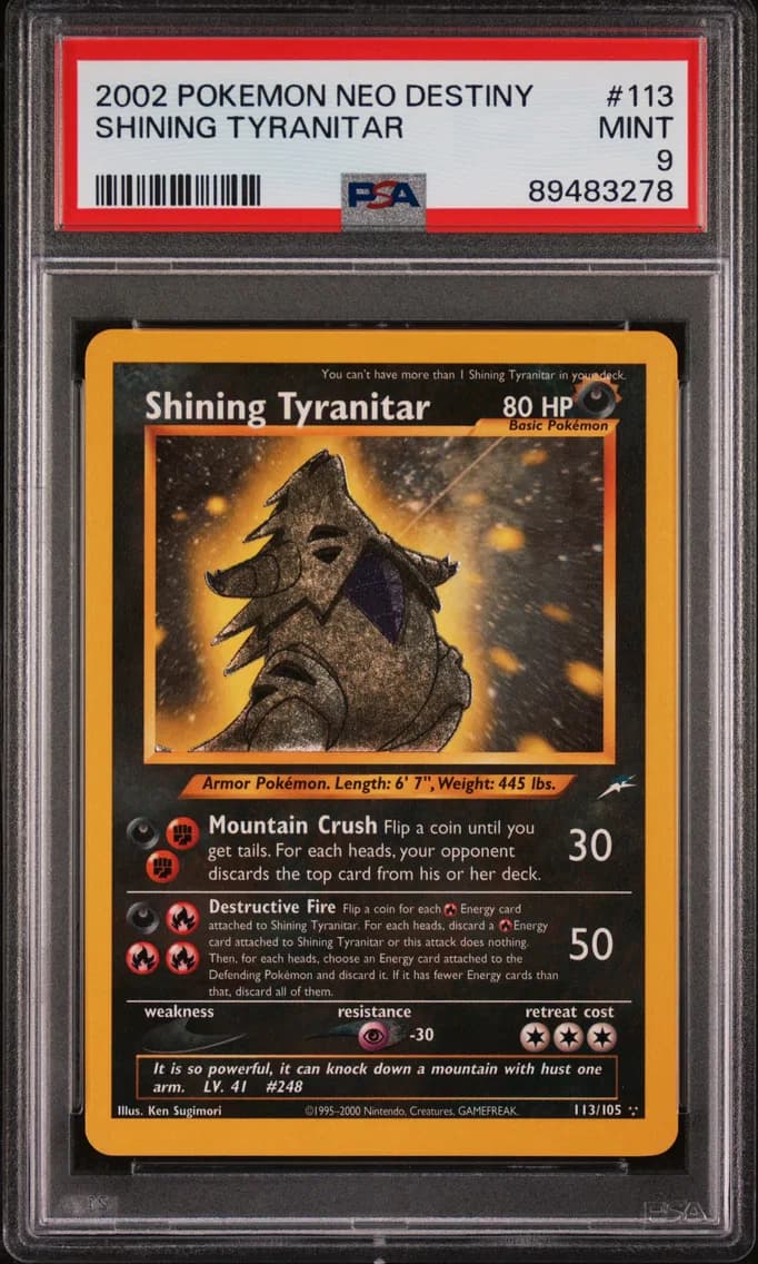 2002 #113 Shining Tyranitar PSA 9 Neo Destiny